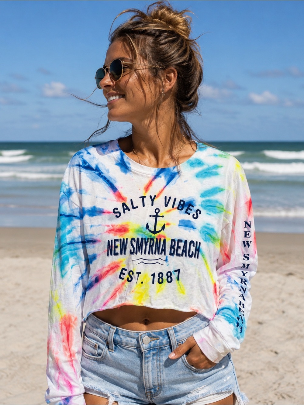 Vacation crop top tie dyed tye dyed salty vibes NEW SMYRNA BEACH resort cruise